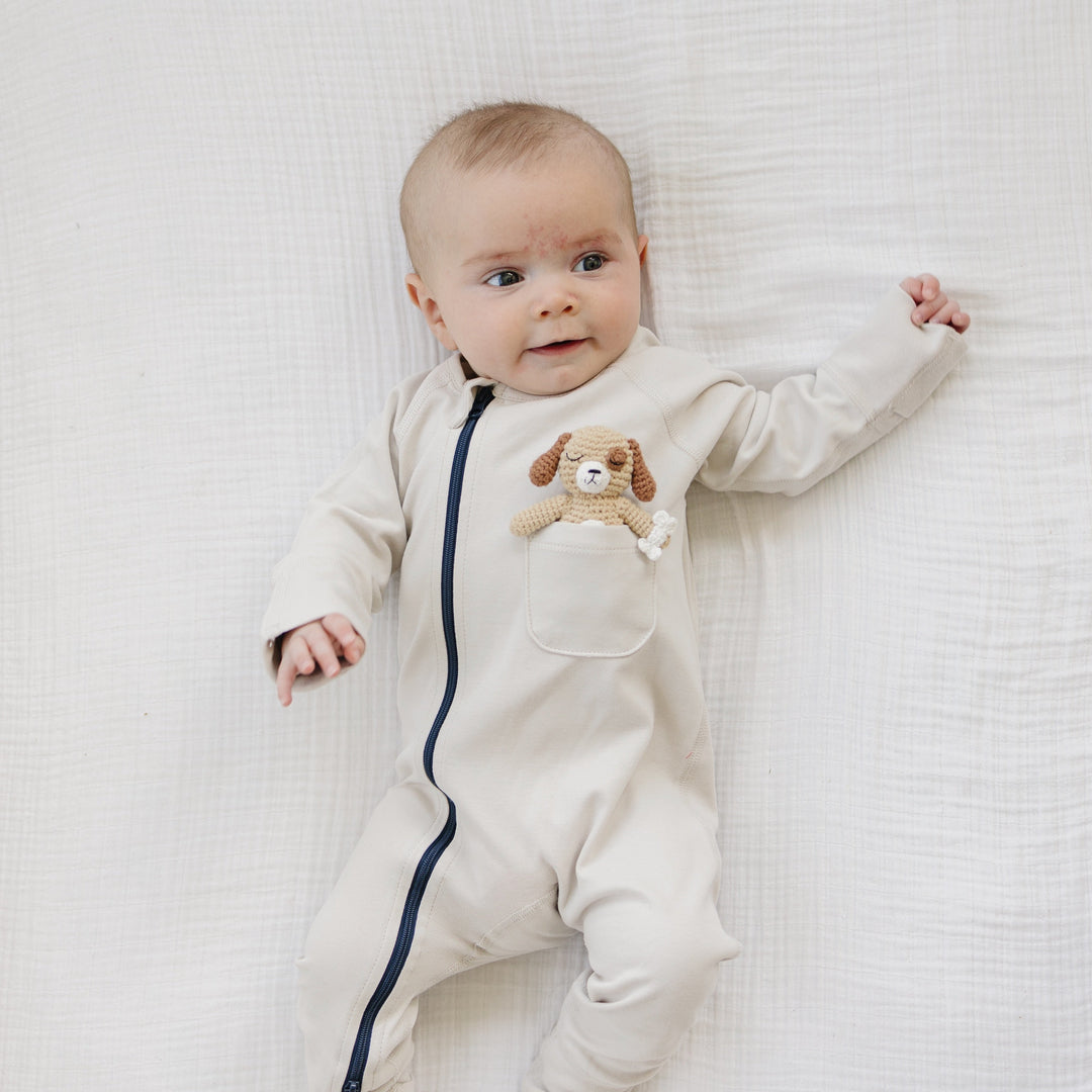 Zip Romper in Pebble